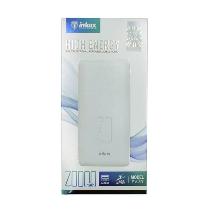 Inkax Power Bank 20000mAh PV-30 2.1A Charge Rapide – Blanc Tunisie