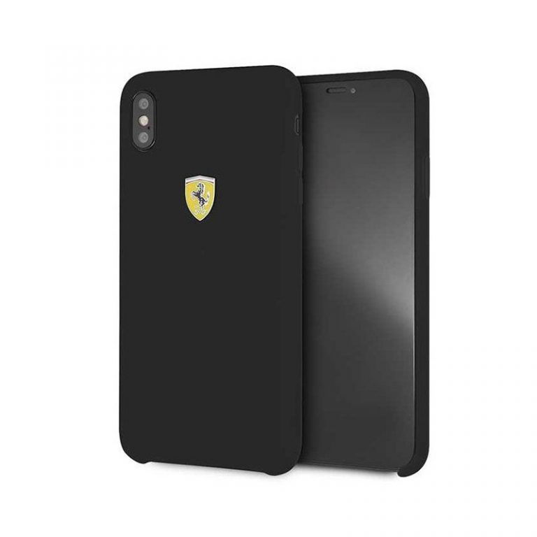 Coque Ferrari en Silicone pour iPhone Xs Max – Noir