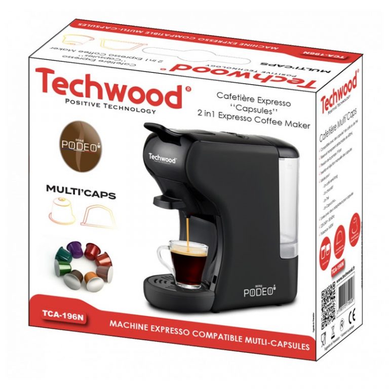 Machine à Café Expresso 2 en 1 Techwood Nespresso & Dolce Gusto 1450 W – TCA-196N