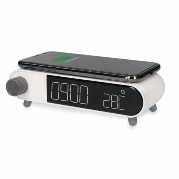 Horloge d’alarme chargeur sans fil Ksix Rétro 10 W Blanc – BXCQI15B Tunisie