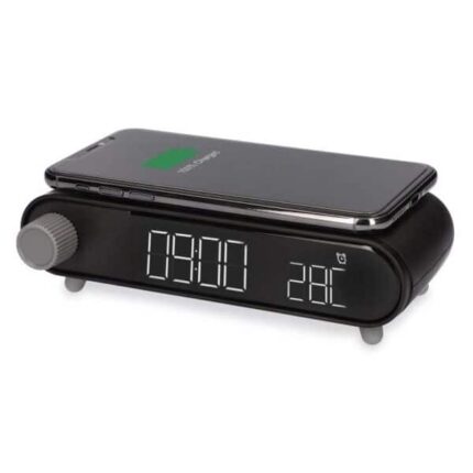 Horloge d’alarme chargeur sans fil Ksix Rétro 10 W Noir – BXCQI15N Tunisie