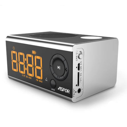 ASPOR Speaker Bluetooth et Radio Réveil avec Torche – A659 – ARGENT Tunisie