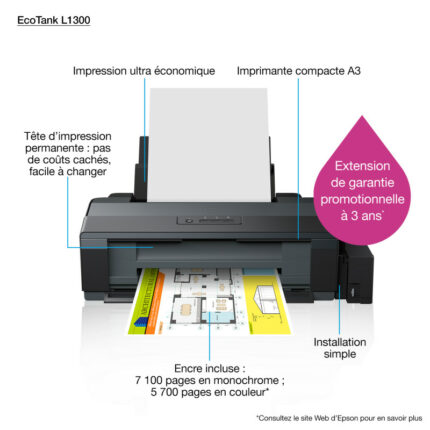 Imprimante à Réservoir Intégré Epson L1300 A3+ Couleur Clickup1.tn