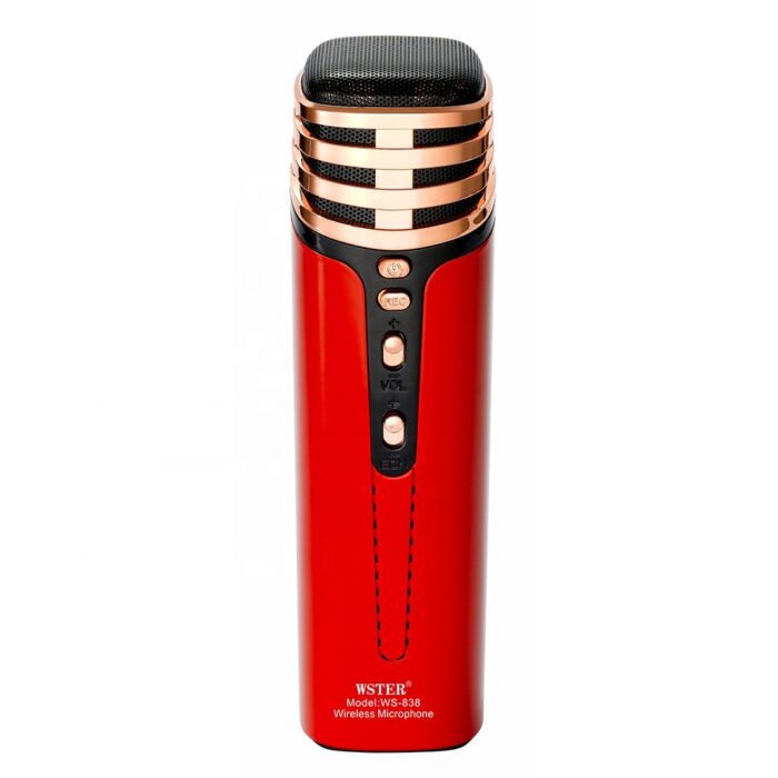 Haut Parleur de microphone karaoké sans fil WSTER WS-838 – Rouge Tunisie