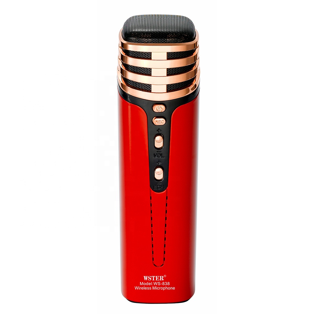 Haut Parleur de microphone karaoké sans fil WSTER WS-838 - Rouge