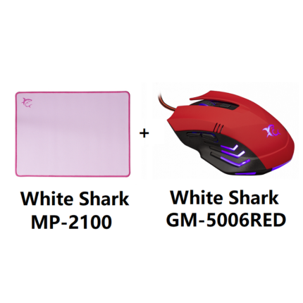 Pack Souris + Tapis Gamer White Shark GM-5006RED + MP-2100 Tunisie