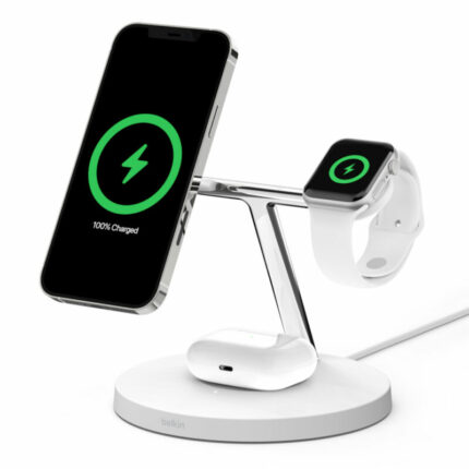 Chargeur sans fil BOOST CHARGE™ PRO 3-en-1 15W avec MagSafe Pour Apple iPhone 12, Apple Watch et AirPods Blanc – WIZ009VFWH Tunisie