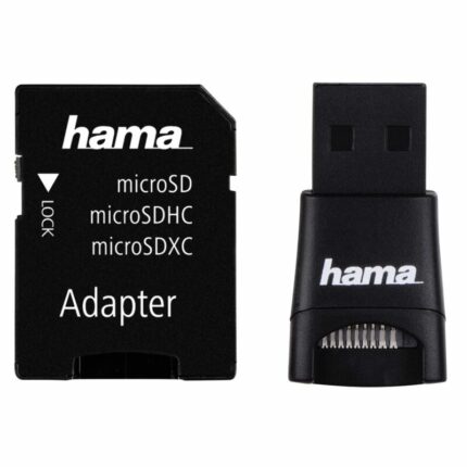 Hama Lecteur de Carte USB 2.0 + Kit Adaptateur MicroSD Hama – Noir Tunisie