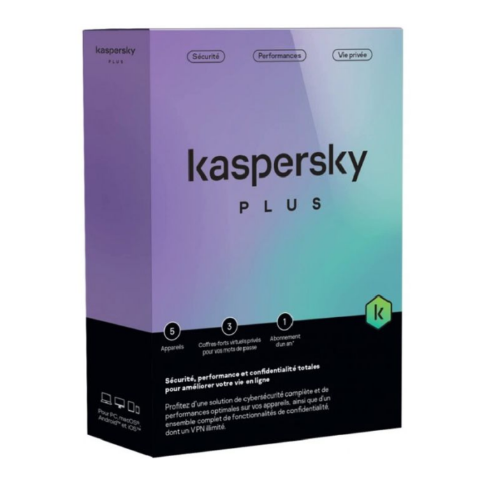 Antivirus Kaspersky Plus 5 Postes – KL10428BEFS-SLIMMAG Tunisie