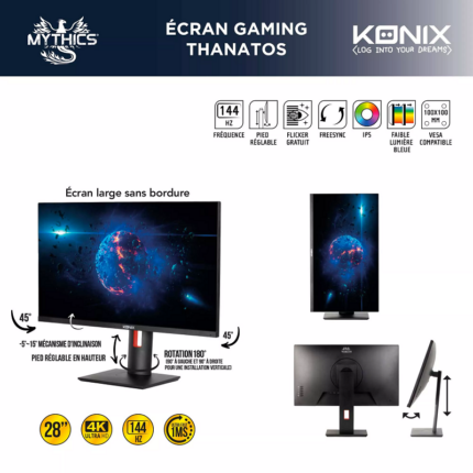 Ecran Gaming Konix MY THANATO 28″ 4K UHD 144Hz Tunisie