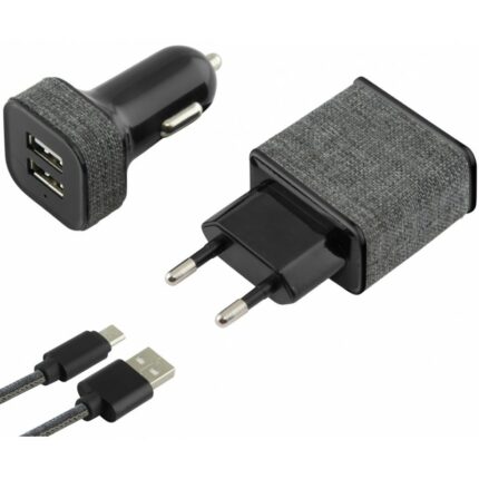 Chargeur Secteur 2.4A + Chargeur Allume Cigare 2.1A + Cable Usb Vers Micro Usb  BXCRDUT01 Tunisie