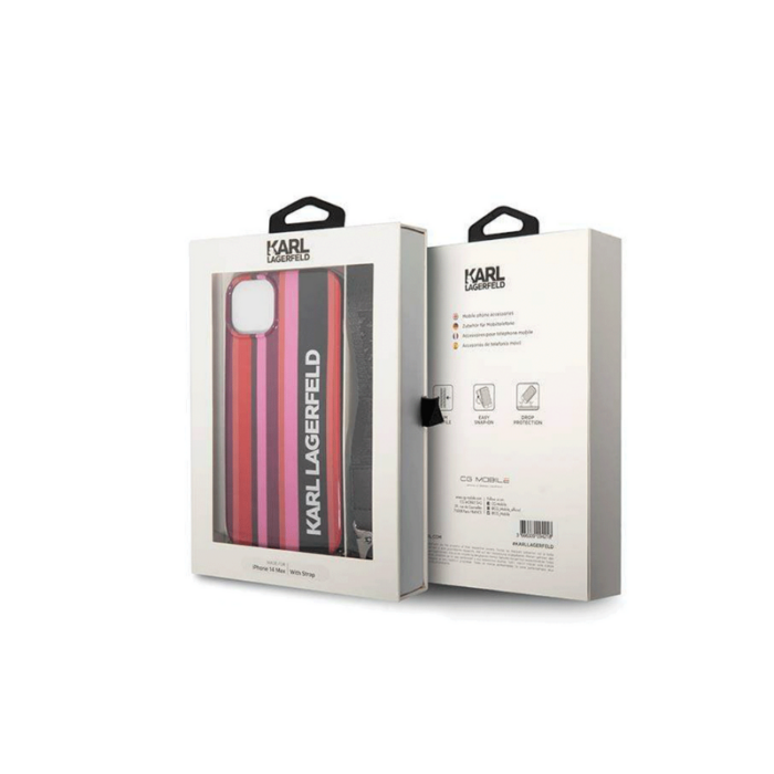 Etui Karl Lagerfeld pour iPhone 14 Plus + Stripes Starp Rose-09420 Tunisie
