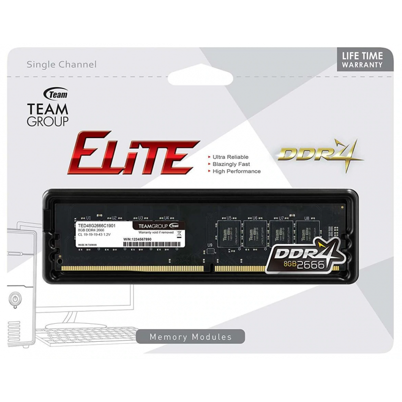 Barrette-Memoire-Team-Group-8-Go-DDR4-2666-MHZ