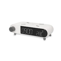 Horloge d’alarme chargeur sans fil Ksix Rétro 10 W Blanc – BXCQI15B Tunisie