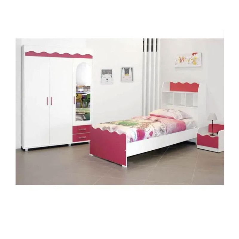 Chambre-Enfant-ALICE-190-x-90-3-Portes-Magenta-amp-Blanc-1