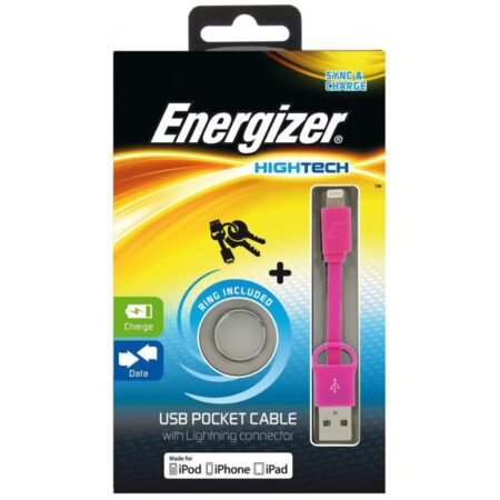 Câble de Poche USB Energizer Plat Lightning – Rose – 17480 Tunisie