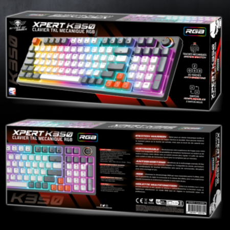 Clavier Gamer Filaire Spirit Of Gamer Xpert K350 Rgb Switch Marron – Blanc – CLA-XK350WT Tunisie