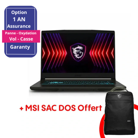 Pc Portable Gamer MSI Thin 15 B13UCX i5 13è Gén 8Go 512Go SSD RTX2050 -Noir -9S7-16R831-2607 Tunisie