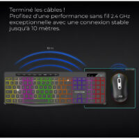 Ensemble Clavier Et Souris Gamer Sans Fil Advance R-type Cls-3100 Rgb – Noir -CLS-3100BK Tunisie