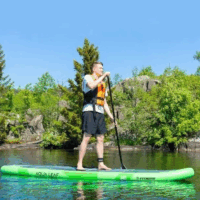 Planche à pagaie What Sup  Fitnord Aqua Leaf Gonflable 11.2 pieds – Vert Tunisie