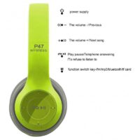 Casque Stéréo MP3 Sans Fil P47 Bluetooth – Vert Tunisie