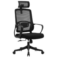Chaise Directeur Alba Avec Accoudoirs Noir -Base Chrome Tunisie