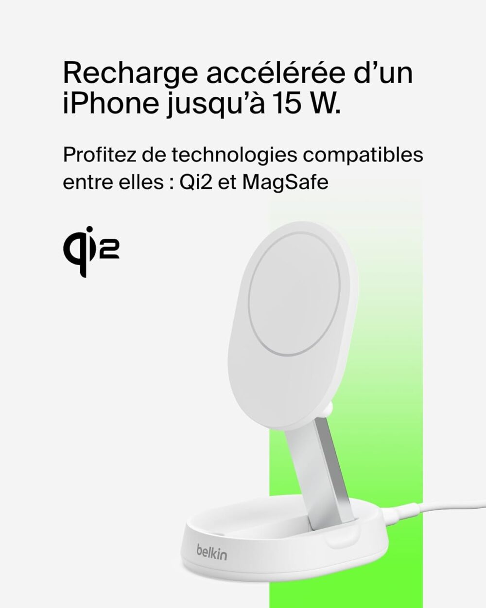 Support De Recharge Belkin Boostcharge Pro Qi2 Et Pliable 15 W -Blanc -wia008btwh Tunisie