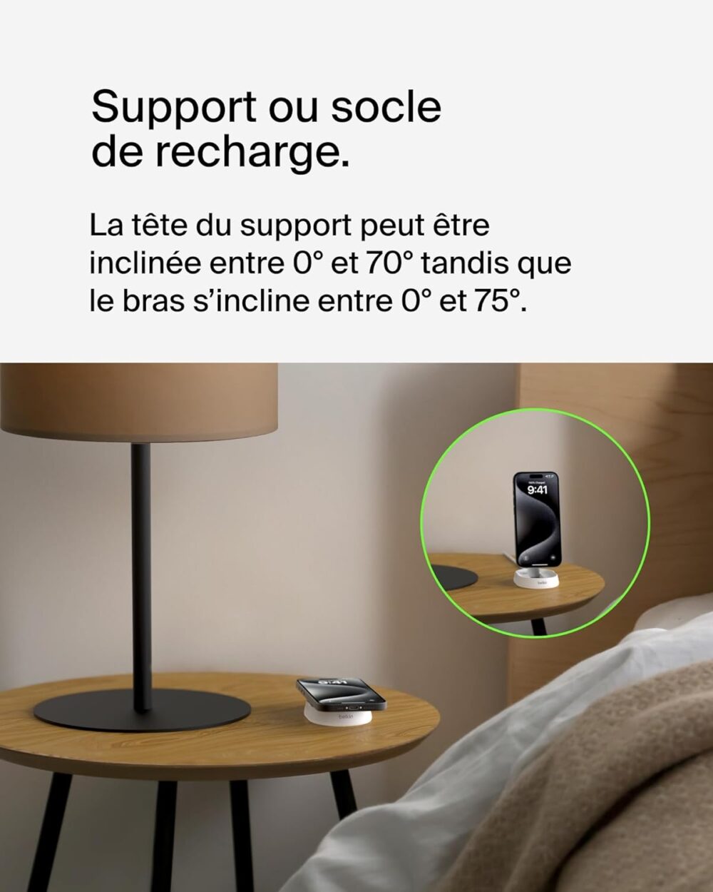 Support De Recharge Belkin Boostcharge Pro Qi2 Et Pliable 15 W -Blanc -wia008btwh Tunisie