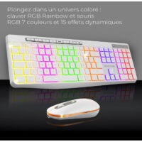 Ensemble Clavier Et Souris Gamer Sans Fil Advance R-type Cls-3100 Rgb – Blanc -CLS-3100WT Tunisie