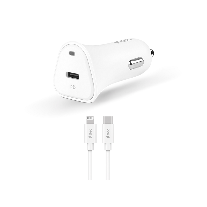Chargeur de voiture Ttec Quantum PD 20 W + câble Type-C- Blanc  – 2CKM07B Tunisie