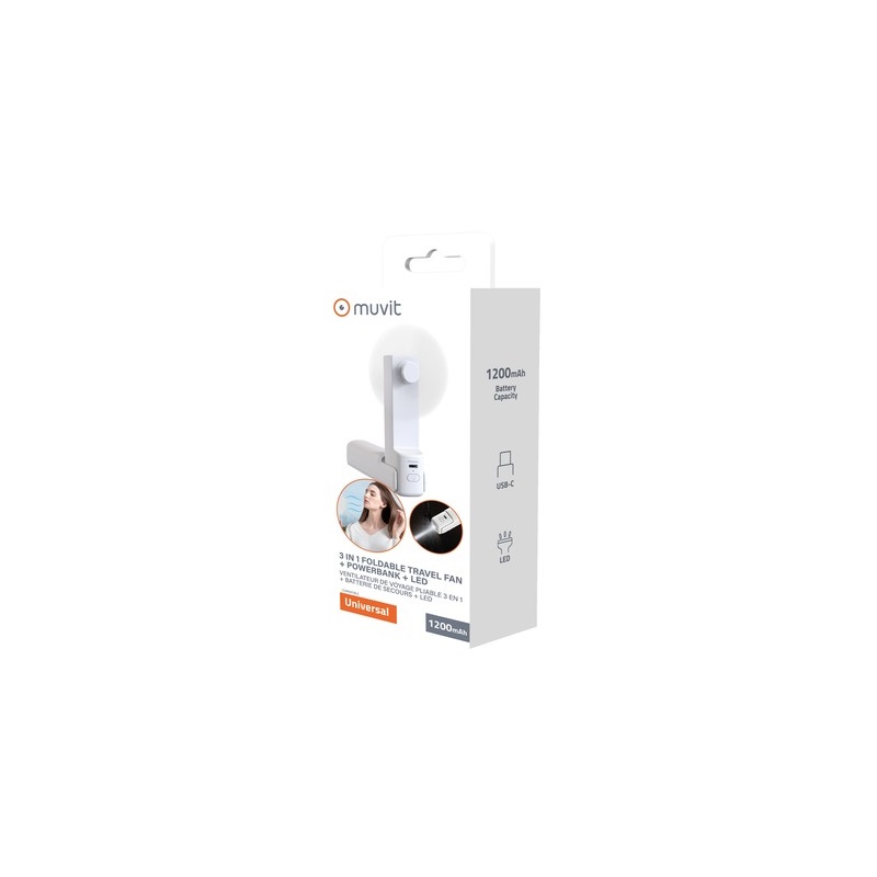 Ventilateur Portable Muvit 3 en 1 Powerbank LED Blanc – MTFAN3295 Ventilateur Portable Muvit 3 en 1 Powerbank LED Blanc – MTFAN3295 Tunisie