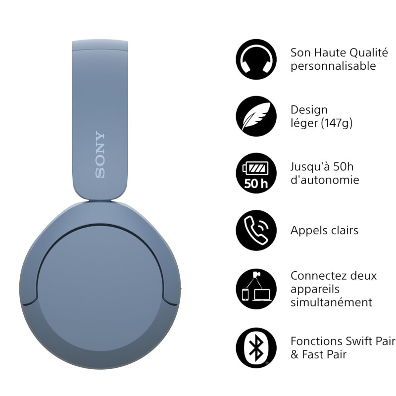 Casque Sans Fil Sony Wh-ch520 – Bleu -WH-CH520-LZE Casque Sans Fil Sony Wh-ch520 – Bleu -WH-CH520-LZE Tunisie