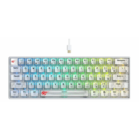 Clavier Gamer Filaire Havit KB903L RGB backlit – Transparent Blanc -KB903L Tunisie