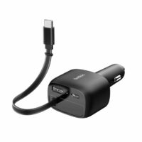 Chargeur de voiture Belkin avec câble rétractable 75 W – Noir – CCC001hqBK Tunisie