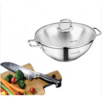 Poêle Wok avec Couvercle Korkmaz Perla A1519 Inox Tunisie